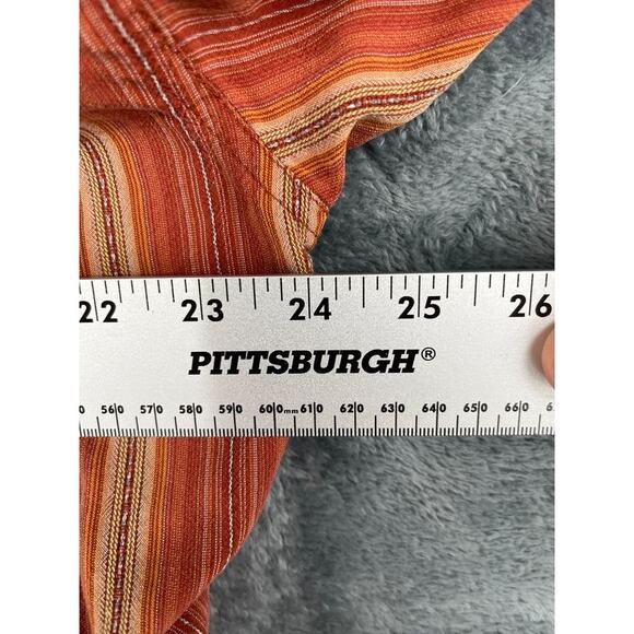 men's L orange striped Tommy Bahama 100% silk long sleeve button up excellent - Picture 8 of 10